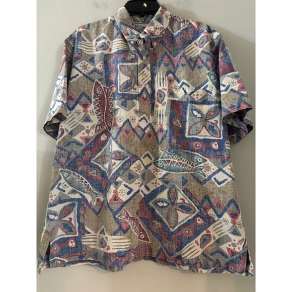 Reyn Spooner Hawaiian Traditionals Shirt Half Button Collar Short Sleeve Sz XL - Picture 1 of 7